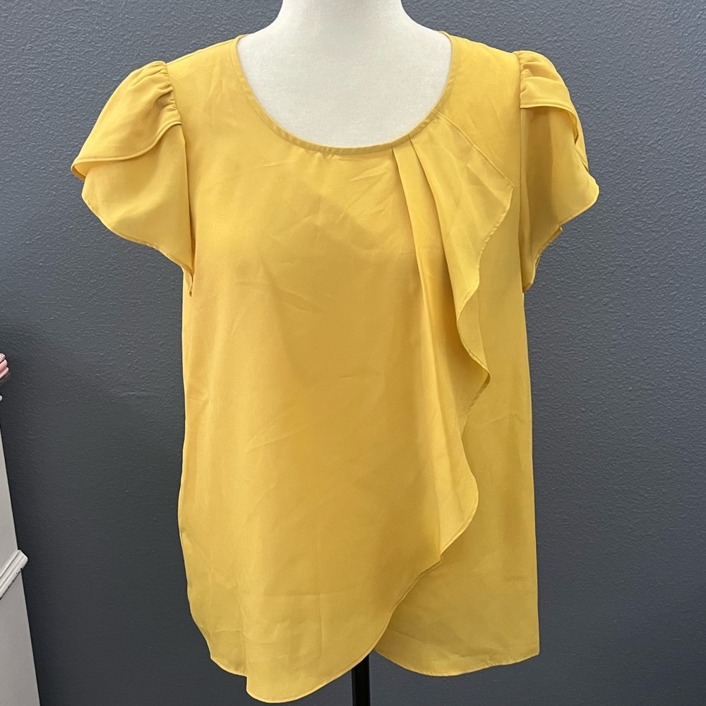 BCBGeneration Yellow Wrap Blouse Sz M